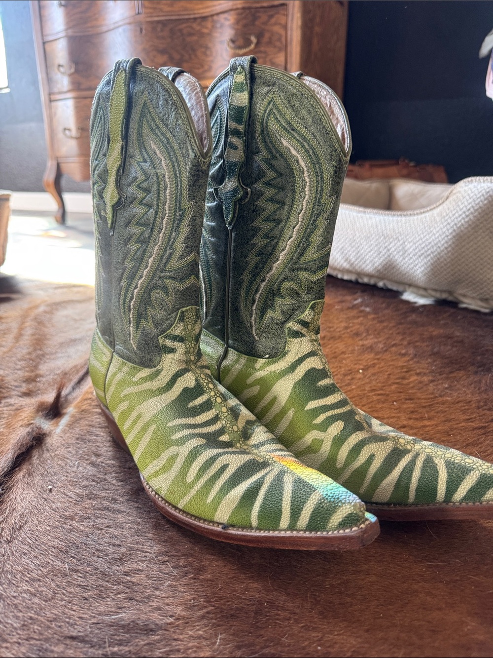 Green sting ray Western Cowboy Boots size 7